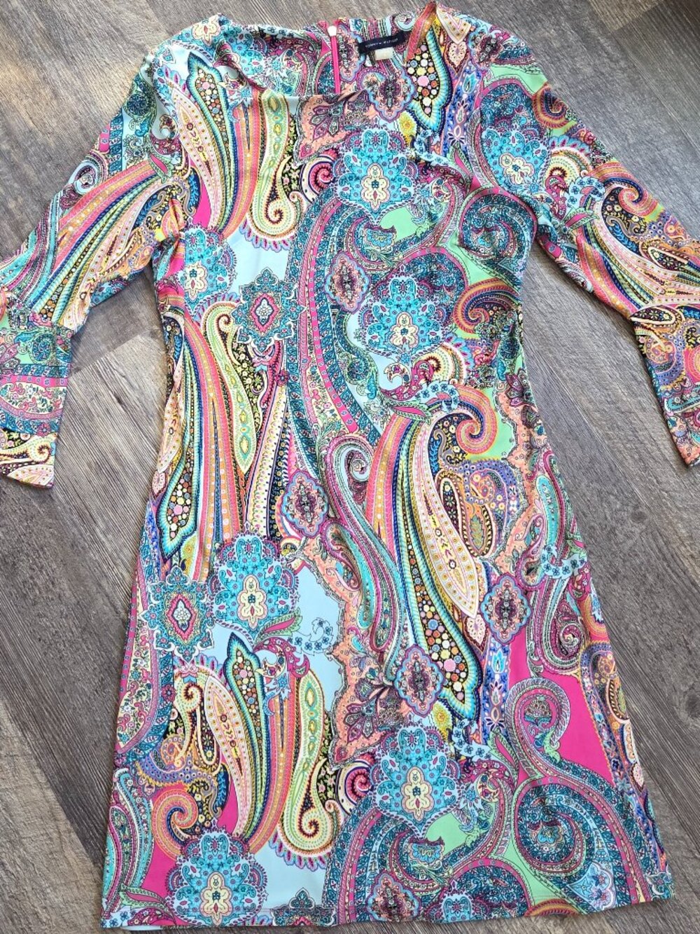 Jaipur Paisley Sheath Dress Sz 6 Tommy Hilfiger 3/4 Bell Sleeve